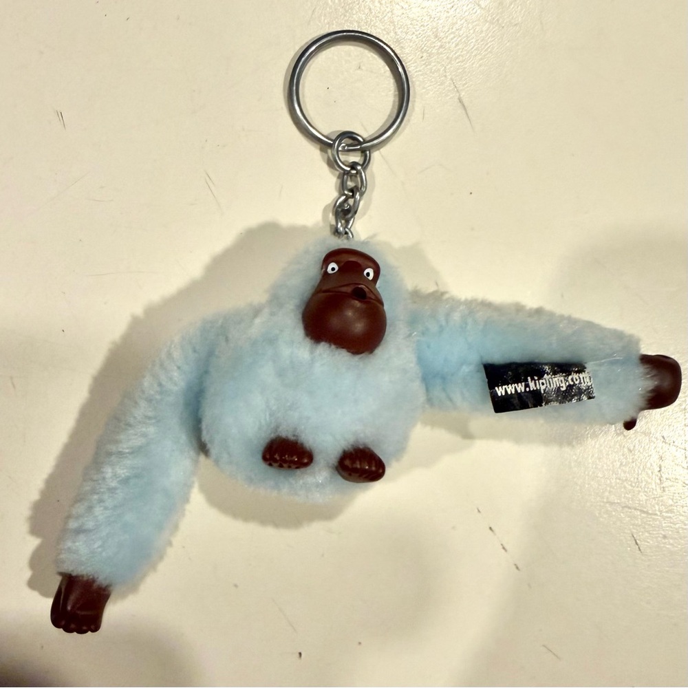 Kipling ANJA Light Blue Monkey Keychain BAG charm VGUC